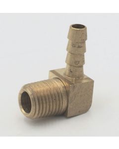 Parker brass 90 degree elbow 1/4" hose barb to 1/4" male pipe fitting