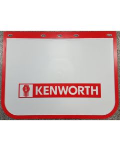 KENWORTH Mudflap white plastic with Kenworth name and red border 24" X 18"