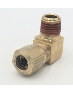 PARKER HANNIFIN BRAND Brass 90 degree male 3/8 elbow to 1/4" tube NPT fitting. Part No 269NTA-6-4