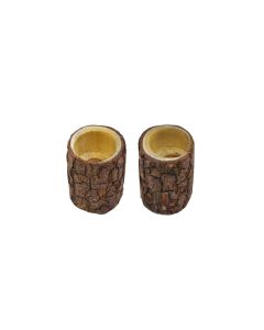 Set of 2 Wooden Natural Egg Cup Natural