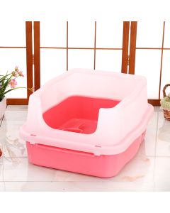 YES4PETS Large Deep Cat Kitty Litter Tray High Wall Pet Toilet Tray With Scoop Pink