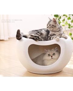 YES4PETS Cat Kitten Bed Cave Small Dog House Kennel Plastic Pet Pod Bedding Igloo White