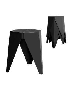 Artiss 4PC Puzzle Stool Plastic Bar Stools Stackable Black