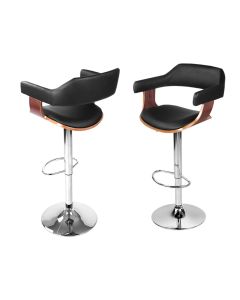 Artiss 4x Bar Stools Gas Lift Leather w/Armrest Black