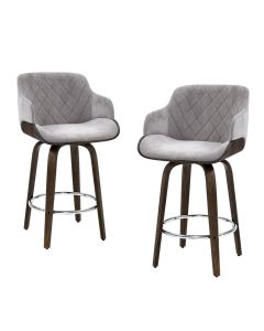 Artiss 4x Bar Stools Swivel Velvet Padded Wooden