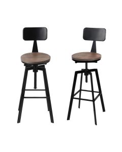 Artiss 4x Bar Stools Kitchen Dining Chairs Adjustable Wood Stool w/Backrest