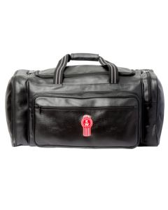 GENUINE KENWORTH Merchandise premium leather look overnight bag with bug logo and "KENWORTH" name. Part No C-KEN385