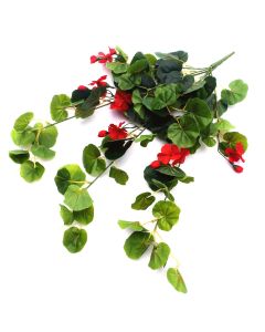 Artificial Geranium Hanging Bush with Red Flowers 60cm