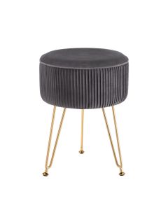 Artiss Ottoman Foot Stool Velvet Stripe Round Grey