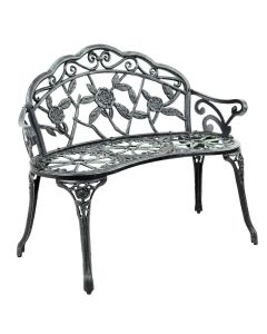 Gardeon Outdoor Garden Bench Seat 100cm Cast Aluminium Patio Chair Vintage Green