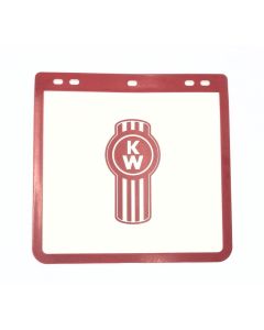 KENWORTH Ute mudflap white pvc with red bug logo 23cm x 25cm