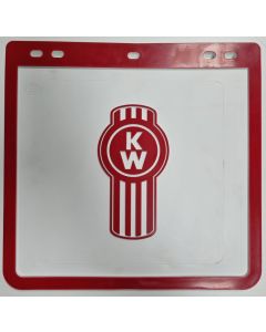 KENWORTH Mudflap white with red border and BUG logo 11 1/2 "x 11"