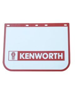 KENWORTH Mudflap white PVC with BUG logo and "KENWORTH" name red background and border 61cm x 61cm