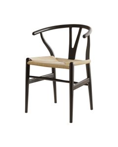 1x Artiss Dining Chair Wooden Rattan Wishbone Black