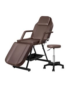 Zenses Massage Table Adjustable Salon Bed Chair 3-Fold Brown