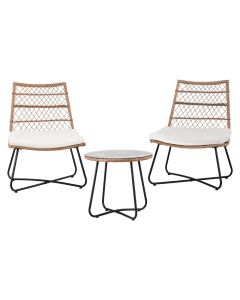 Gardeon 3PC Outdoor Setting Wicker Bistro Set Table Chairs Patio Furniture Brown