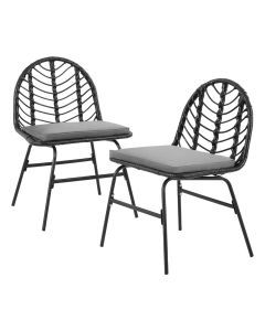 Gardeon 2x Outdoor Chairs Dining Chair Lounge Wicker Patio Furniture Black