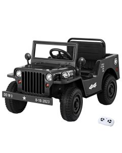 Rigo Kids Electric Ride On Car Jeep Military Off Road Toy Cars Remote 12V Black