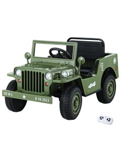 Rigo Kids Electric Ride On Car Jeep Military Off Road Toy Cars Remote 12V Olive