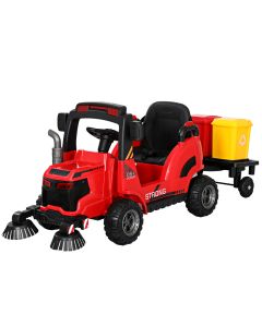 Rigo Kids Electric Ride On Car Street Sweeper Truck Toy Cars Remote 12V Red