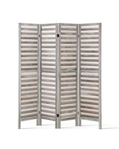 Artiss 4 Panel Room Divider Screen 163x170cm Louver Grey