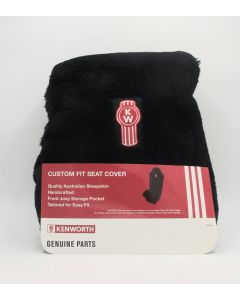 GENUINE KENWORTH Lambswool seat cover black with logo drivers side to fit ISRI 6800/337. Part No SK1SR1BHRSB