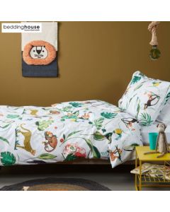 Crazy Jungle Kids Cotton Percale Multi Quilt Cover Sets by Bedding House Single