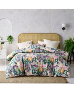 Carmila Linen Cotton Printed Quilt Cover Set by Accessorize Double