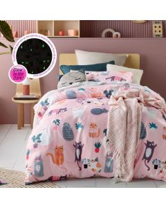 Miaow Glow In The Dark Quilt Cover Sets by Happy Kids Single