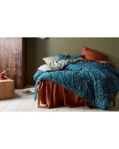 Lisa Washed Cotton Printed Teal Quilt Cover Set by Accessorize Queen