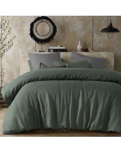 Hemp Sea Green Quilt Cover by Vintage Design Homeware Queen