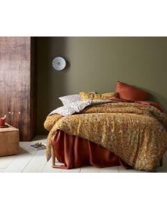 Lisa Washed Cotton Printed Ochre Quilt Cover Set by Accessorize Queen