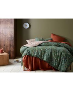 Lisa Washed Cotton Printed Green Quilt Cover Set by Accessorize Queen