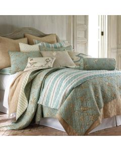 Lyon Teal 100% Cotton Quilted 3 pcs Bedspread Coverlet Set Queen