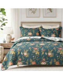 Winter Garden 100% Cotton Quilted 3 pcs Bedspread Coverlet Set King