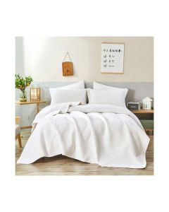 Diamond White 100% Cotton Quilted 3 pcs Bedspread Coverlet Set Super King