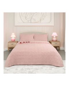 Crystal Rose 100% Cotton Quilted 3 pcs Bedspread Coverlet Set King