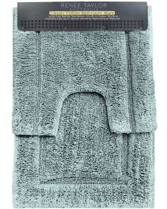 2 Piece 2200 GSM Tufted Gray Mist Bath Mat Set by Renee Taylor