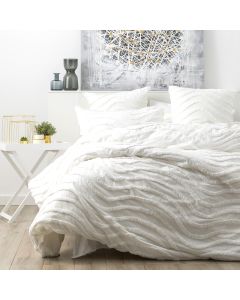 Chenille Wave 100% Cotton Vintage Washed White Tufted European Pillowcase by Cloud Linen