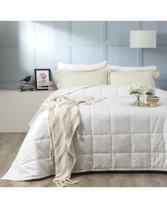 Checks 500 TC Cotton Jacquard White Comforter Set by Ddecor Home Queen