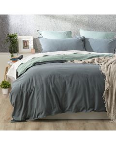 Essentials Vintage Stone Washed Reversible Mineral Quilt Cover Set by Renee Taylor Super King