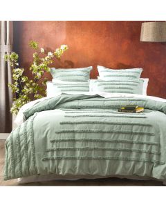 Classic Cotton Vintage Washed Tufted Sage Quilt Cover Set by Renee Taylor Queen