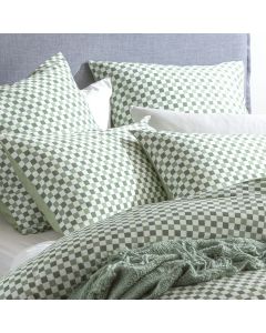 300 TC Chessboard Cotton Reversible Sage Quilt Cover Sets by Renee Taylor King