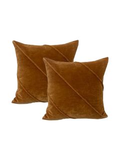 Trova Wood Twin Pack Cotton Velvet Cushion Polyester Filled by Cloud Linen