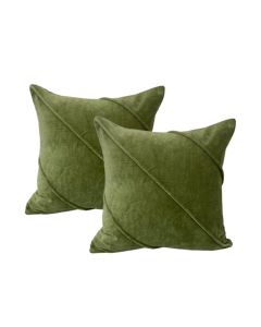 Trova Sage Twin Pack Cotton Velvet Cushion Polyester Filled by Cloud Linen