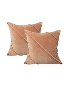 Trova Blush Twin Pack Cotton Velvet Cushion Polyester Filled by Cloud Linen