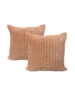 Minerva Blush Twin Pack Cotton Velvet Embroidered Cushion Polyester Filled by Cloud Linen