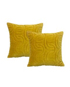 Roma Gold Twin Pack Cotton Velvet Embroidered Cushion Polyester Filled by Cloud Linen