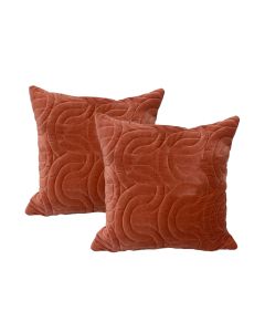 Roma Brick Twin Pack Cotton Velvet Embroidered Cushion Polyester Filled by Cloud Linen