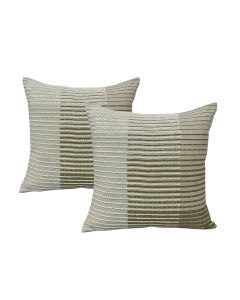 Aubrey Olive Twin Pack Cotton Embroidered Cushion Polyester Filled by Cloud Linen